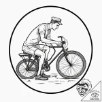 A person repairing a bicycle tire., ink illus… – tattoo sketch (№1753073102_0, 21.07.2025 04:45) — tattoovalue.net