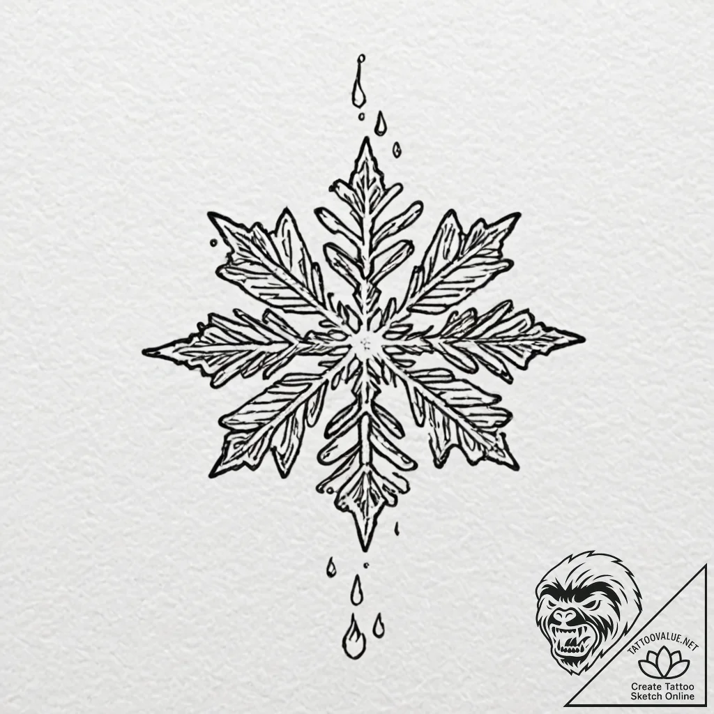 Tattoo design a single, delicate snowflake me... - tattoo sketch (№1753073433_0, 21.07.2025 04:50) — tattoovalue.net