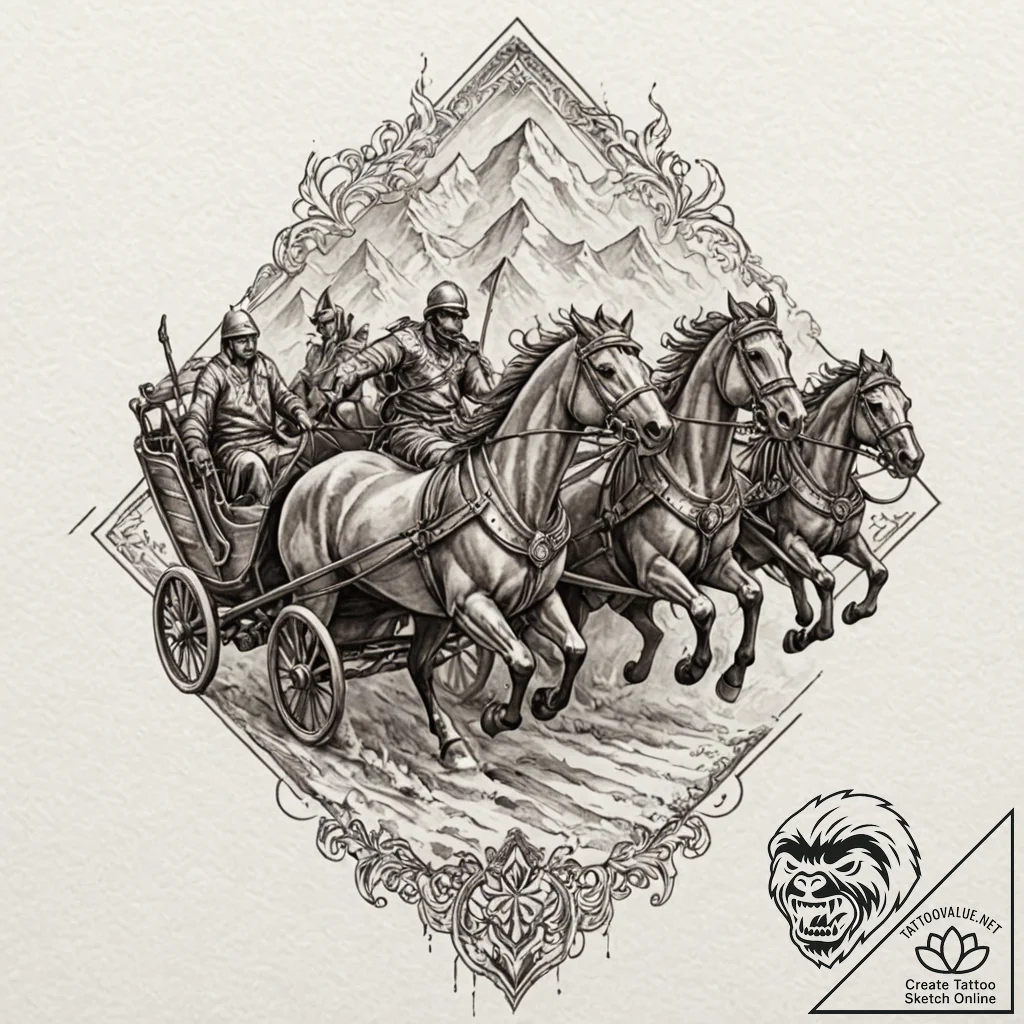 Tattoo sketch: a powerful image of dazhbog's... - tattoo sketch (№1753074174_0, 21.07.2025 05:02) — tattoovalue.net