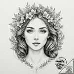 A serene tattoo sketch of the goddess lada, h… – tattoo sketch (№1753074256_0, 21.07.2025 05:04) — tattoovalue.net