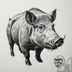 Boar, tattoo drawing outline, on a clean whit… – tattoo sketch (№1753074421_0, 21.07.2025 05:07) — tattoovalue.net