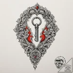Tattoo design a highly detailed tiny key with… – tattoo sketch (№1753074669_0, 21.07.2025 05:11) — tattoovalue.net
