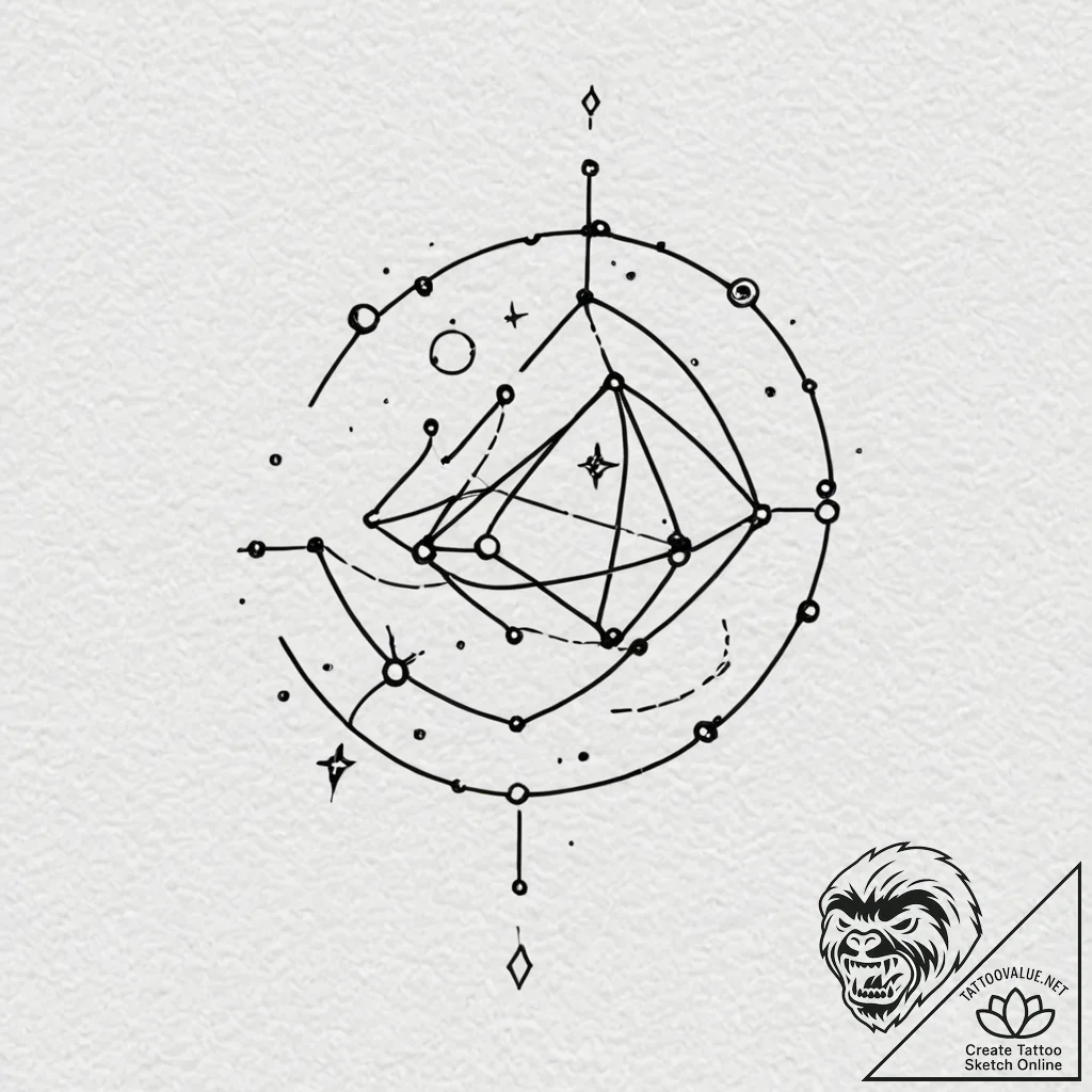 Tattoo sketch a constellation formed by the b... - tattoo sketch (№1753074921_0, 21.07.2025 05:15) — tattoovalue.net