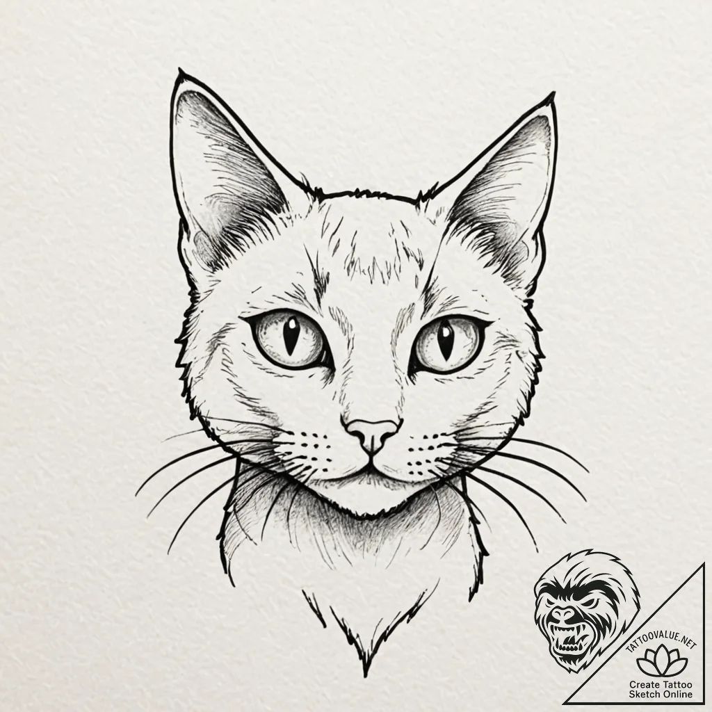 Tattoo sketch a stylized black cat with glowi... - tattoo sketch (№1753075003_0, 21.07.2025 05:16) — tattoovalue.net