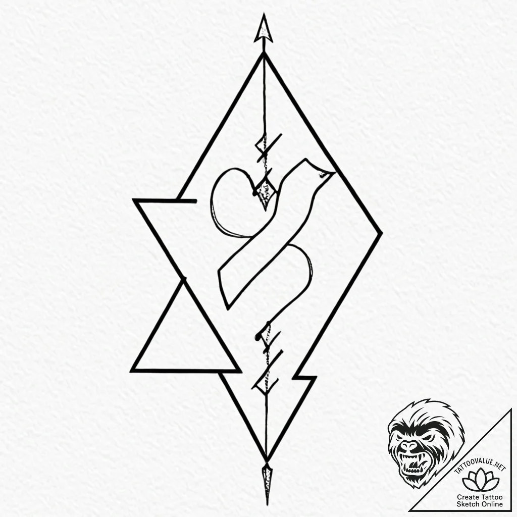 A linework tattoo of the "to be continued" ar... - tattoo sketch (№1753075170_0, 21.07.2025 05:19) — tattoovalue.net