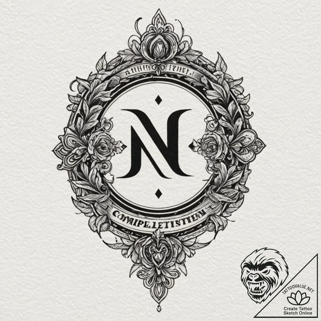 Tattoo design a "completionist" badge with a... - tattoo sketch (№1753075254_0, 21.07.2025 05:20) — tattoovalue.net