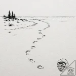 A shot of a deserted beach with footprints le… – tattoo sketch (№1753075503_0, 21.07.2025 05:25) — tattoovalue.net