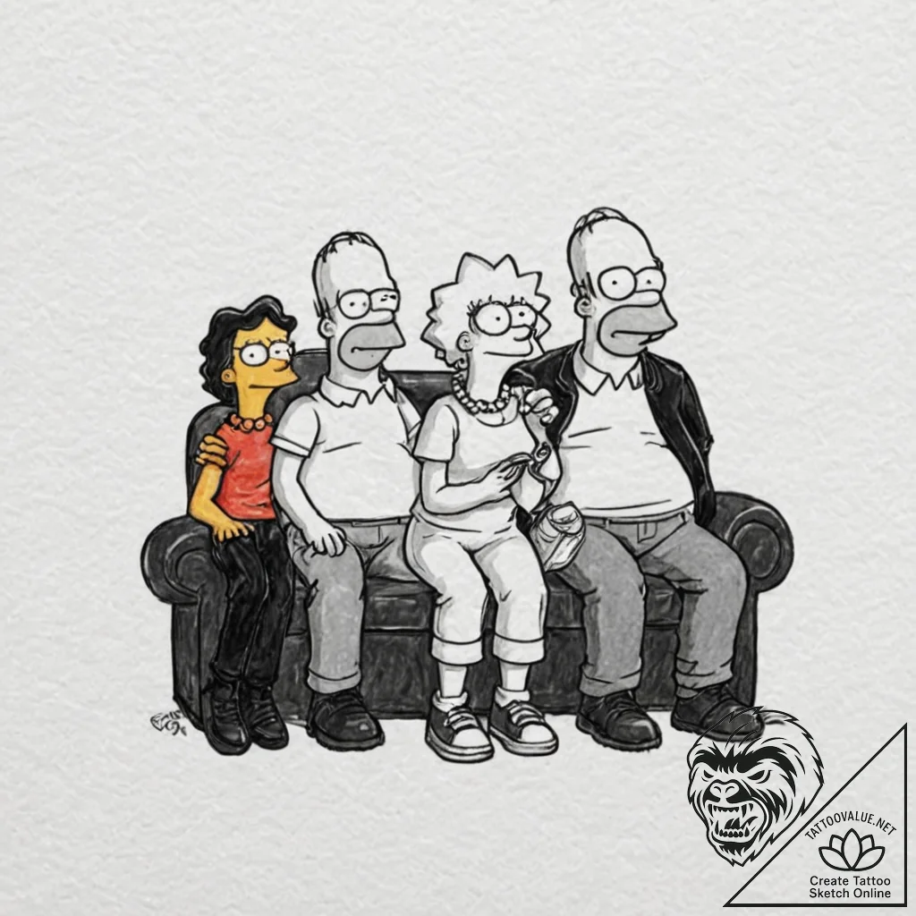 A watercolor sketch of the main characters fr... - tattoo sketch (№1753075750_0, 21.07.2025 05:29) — tattoovalue.net