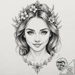 Tattoo design: a portrait of lada, with a ben… – tattoo sketch (№1753076246_0, 21.07.2025 05:37) — tattoovalue.net