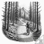 A shot of a mountain biker navigating a narro… – tattoo sketch (№1753076328_0, 21.07.2025 05:38) — tattoovalue.net