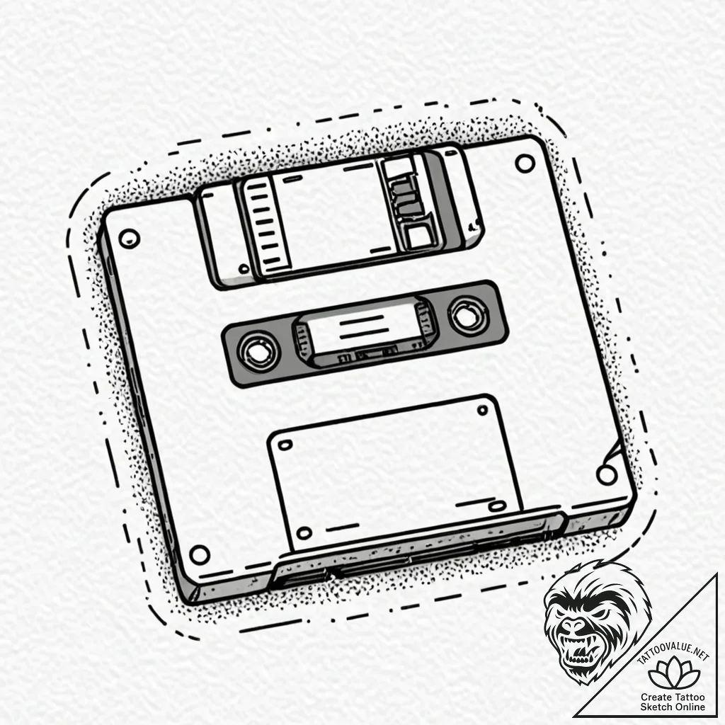 Tattoo sketch a pixelated "game save" icon wi... - tattoo sketch (№1753077319_0, 21.07.2025 05:55) — tattoovalue.net
