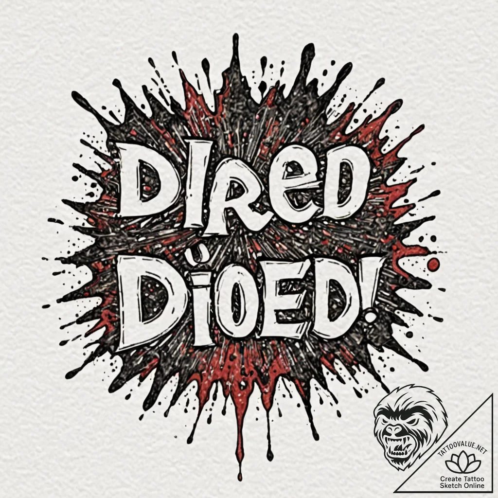 Tattoo sketch 'you died' in a gritty, blood-s... - tattoo sketch (№1753077402_0, 21.07.2025 05:56) — tattoovalue.net