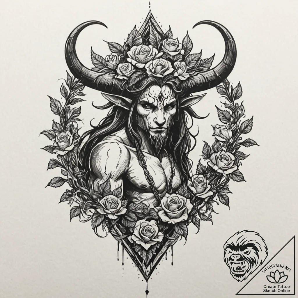 A dark, mysterious tattoo sketch of veles, th... - tattoo sketch (№1753077485_0, 21.07.2025 05:58) — tattoovalue.net