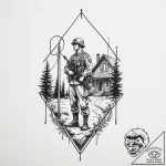 Tattoo sketch a silhouette of a soldier stand… – tattoo sketch (№1753077979_0, 21.07.2025 06:06) — tattoovalue.net