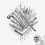 р“сђсѓрїрїр° 15: symbolic objects & tools (рў… – tattoo sketch (№1753078473_0, 21.07.2025 06:14) — tattoovalue.net