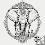 Tattoo design a powerful elephant, tusks out,… – tattoo sketch (№1753079048_0, 21.07.2025 06:24) — tattoovalue.net