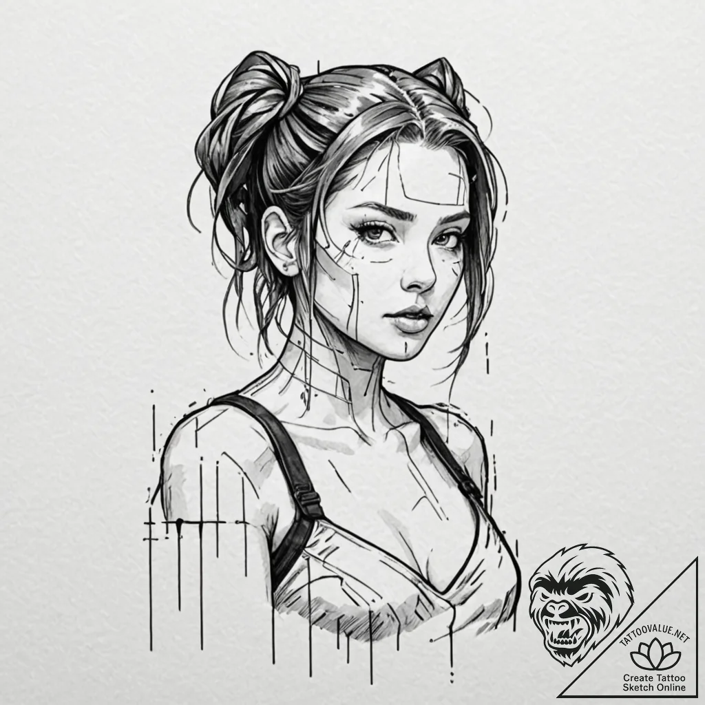 Tattoo design a retro pixelated character's s... - tattoo sketch (№1753079131_0, 21.07.2025 06:25) — tattoovalue.net