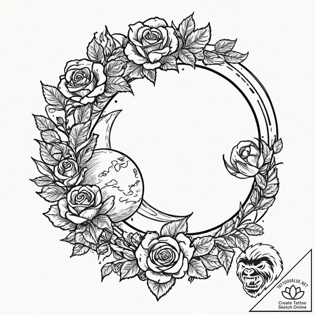 Tattoo design a stylized planet with a subtle... - tattoo sketch (№1753079295_0, 21.07.2025 06:28) — tattoovalue.net