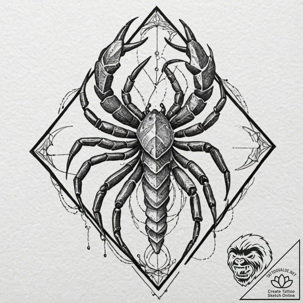 Tattoo design a scorpio scorpion composed of... - tattoo sketch (№1753079378_0, 21.07.2025 06:29) — tattoovalue.net