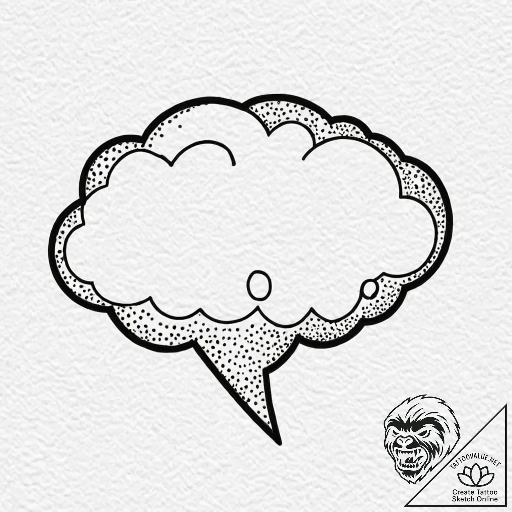 Tattoo design a pixelated speech bubble linew... - tattoo sketch (№1753079789_0, 21.07.2025 06:36) — tattoovalue.net