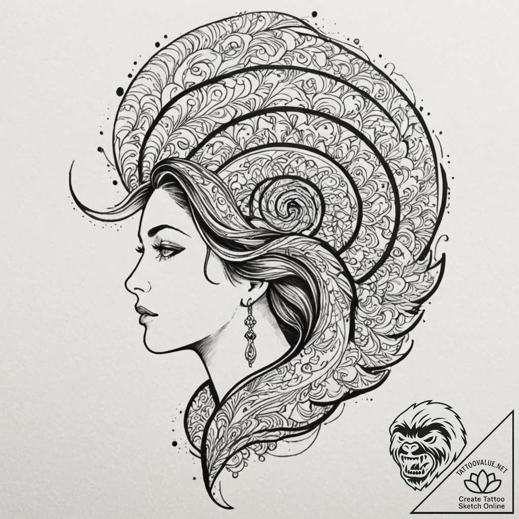 Tattoo design a cosmic swirl that subtly form... - tattoo sketch (№1753080034_0, 21.07.2025 06:40) — tattoovalue.net