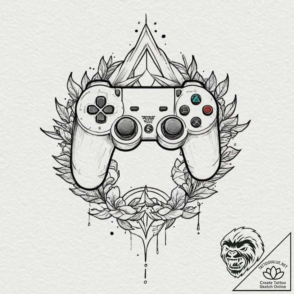 р“сђсѓрїрїр° 14: minimalist & symbolic gamer... - tattoo sketch (№1753080117_0, 21.07.2025 06:41) — tattoovalue.net
