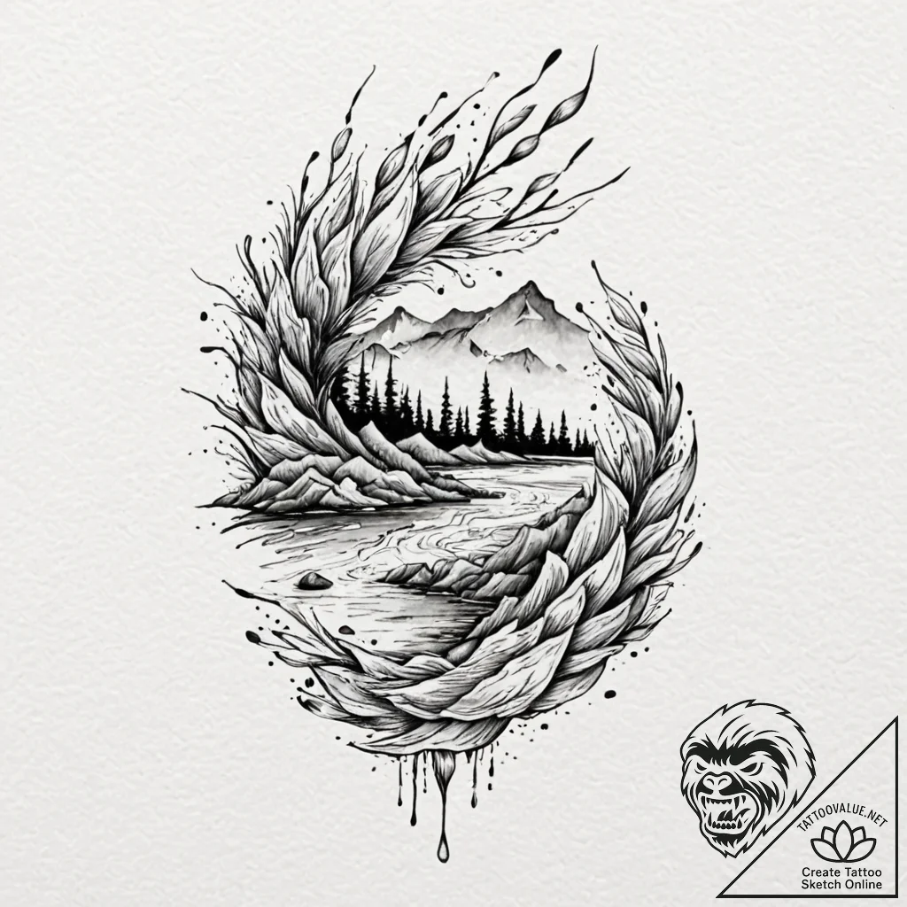 Tattoo sketch an abstract representation of a... - tattoo sketch (№1753080860_0, 21.07.2025 06:54) — tattoovalue.net