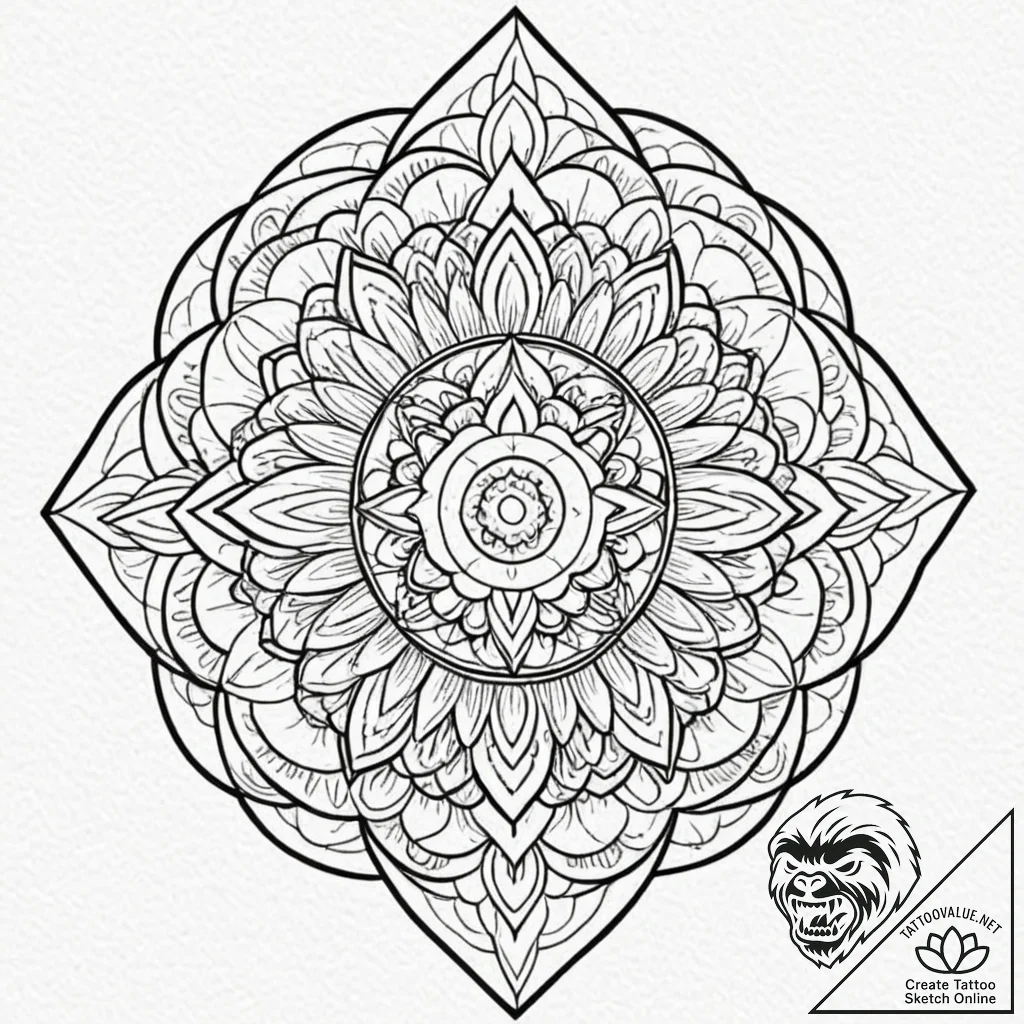 Diamond, tattoo line art, on a clean white pa... - tattoo sketch (№1753081105_0, 21.07.2025 06:58) — tattoovalue.net