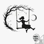 Tattoo design a silhouette of a girl on a swi… – tattoo sketch (№1753081766_0, 21.07.2025 07:09) — tattoovalue.net