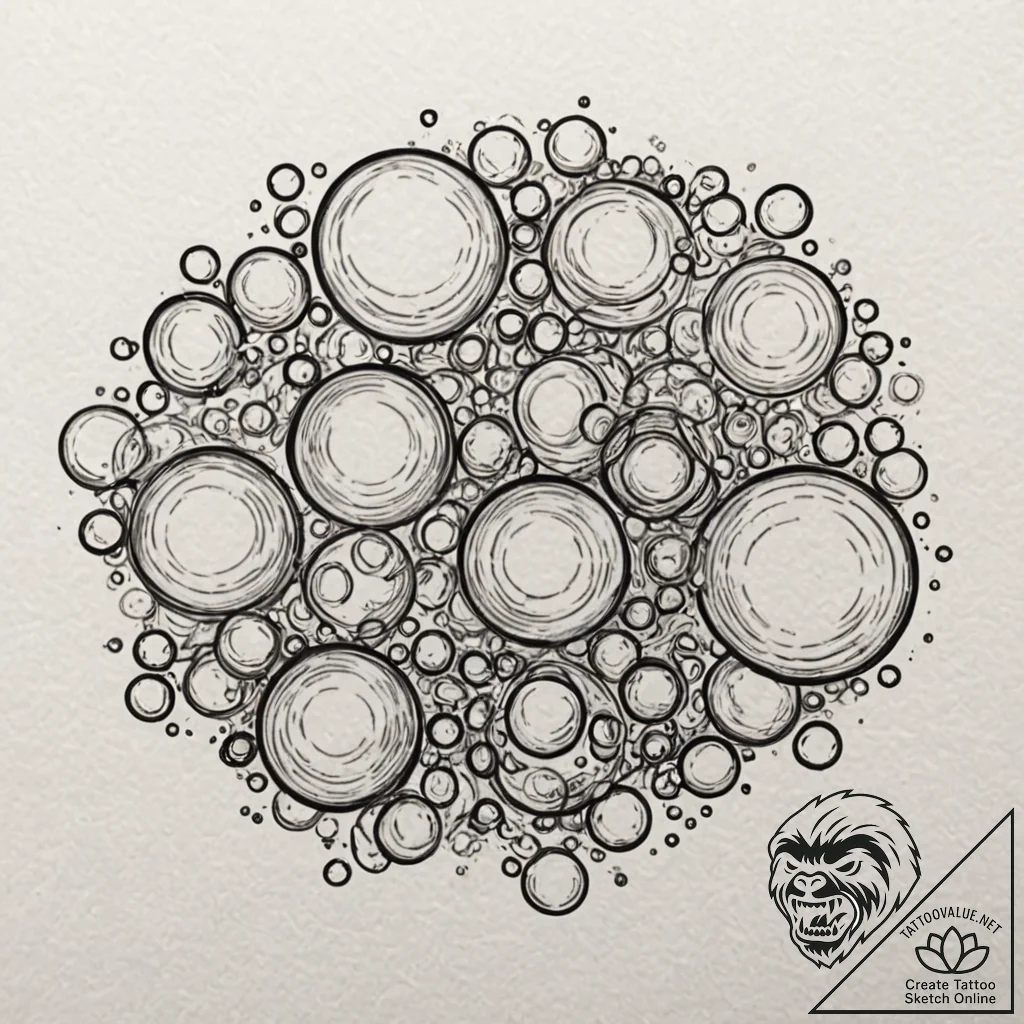 A close-up of soap bubbles, showing the swirl... - tattoo sketch (№1753082095_0, 21.07.2025 07:14) — tattoovalue.net