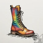 Tattoo design a weathered combat boot with de… – tattoo sketch (№1753082177_0, 21.07.2025 07:16) — tattoovalue.net
