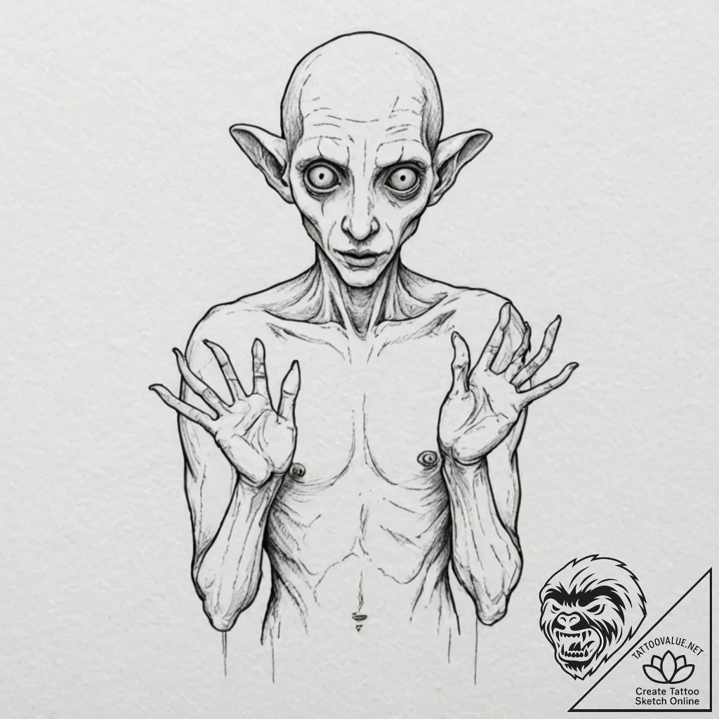 A sketch of the creature from pan's labyrinth... - tattoo sketch (№1753083050_0, 21.07.2025 07:30) — tattoovalue.net