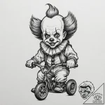 A neo-traditional tattoo of the creepy clown… – tattoo sketch (№1753083125_0, 21.07.2025 07:32) — tattoovalue.net