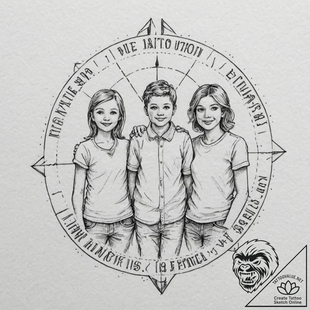 Tattoo design a timeline of important family... - tattoo sketch (№1753083427_0, 21.07.2025 07:37) — tattoovalue.net
