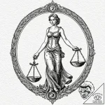 A linework tattoo of the scales of justice, s… – tattoo sketch (№1753083588_0, 21.07.2025 07:39) — tattoovalue.net