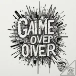 Tattoo design ‘game over’ with glitching lett… – tattoo sketch (№1753083754_0, 21.07.2025 07:42) — tattoovalue.net