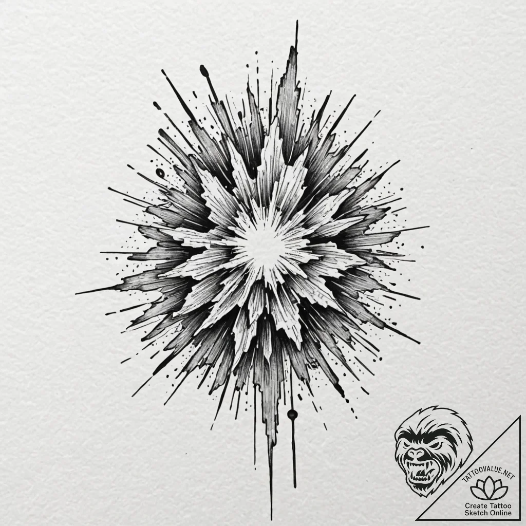 Tattoo design a pixelated explosion that tran... - tattoo sketch (№1753083837_0, 21.07.2025 07:43) — tattoovalue.net