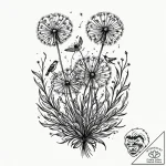 Dandelion with birds, tattoo flash sheet desi… – tattoo sketch (№1753084417_0, 21.07.2025 07:53) — tattoovalue.net