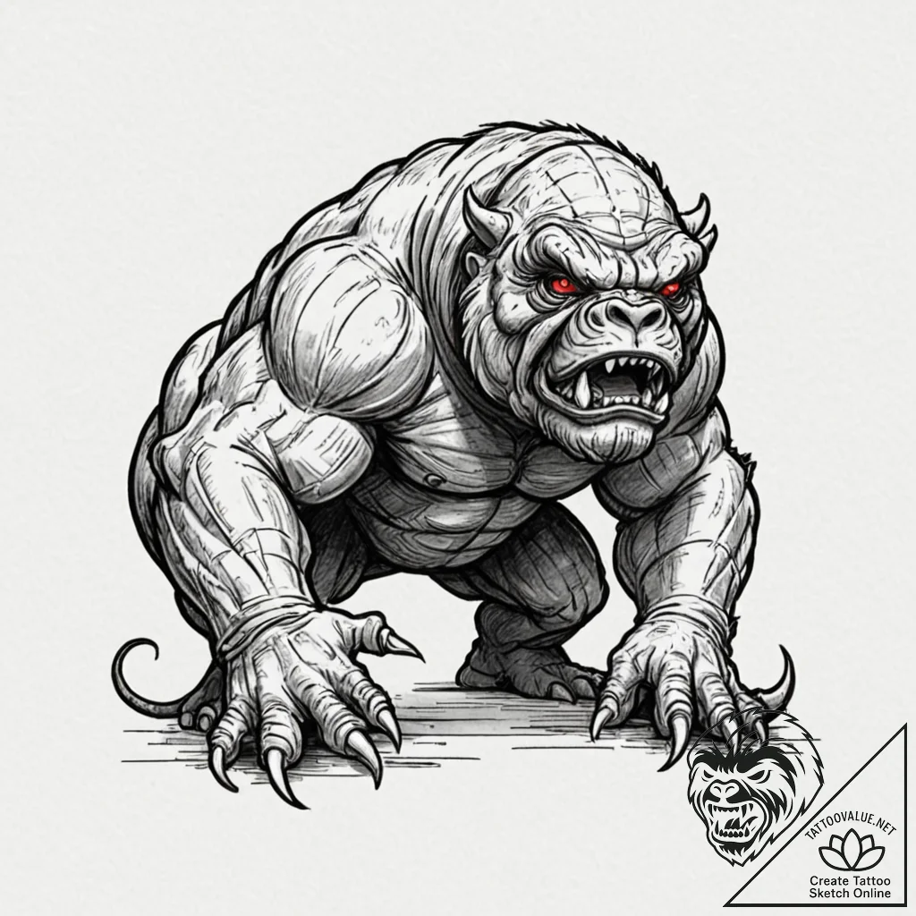 43. a sketch of a rancor, monstrous and power... - tattoo sketch (№1753084912_0, 21.07.2025 08:01) — tattoovalue.net