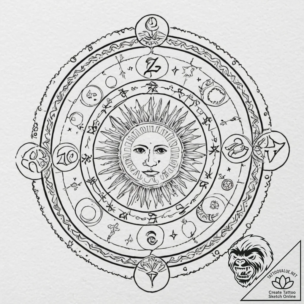 Tattoo sketch the zodiac glyph with a single,... - tattoo sketch (№1753085327_0, 21.07.2025 08:08) — tattoovalue.net