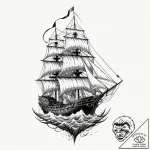 Frigate, artistic tattoo sketch, muted color… – tattoo sketch (№1753085494_0, 21.07.2025 08:11) — tattoovalue.net