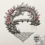 An old wooden pier stretching out into a calm… – tattoo sketch (№1753086323_0, 21.07.2025 08:25) — tattoovalue.net