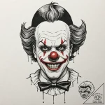 A trash polka portrait of art the clown from… – tattoo sketch (№1753087070_0, 21.07.2025 08:37) — tattoovalue.net