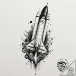Tattoo sketch a stylized space shuttle taking… – tattoo sketch (№1753087401_0, 21.07.2025 08:43) — tattoovalue.net