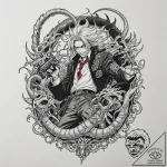 A trash polka tattoo of alucard from hellsing… – tattoo sketch (№1753087981_0, 21.07.2025 08:53) — tattoovalue.net