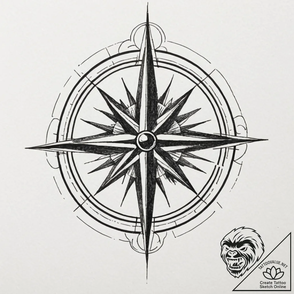 Tattoo design two halves of a compass that al... - tattoo sketch (№1753089143_0, 21.07.2025 09:12) — tattoovalue.net