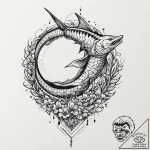 A trash polka composition of the swordfish ii… – tattoo sketch (№1753089309_0, 21.07.2025 09:15) — tattoovalue.net