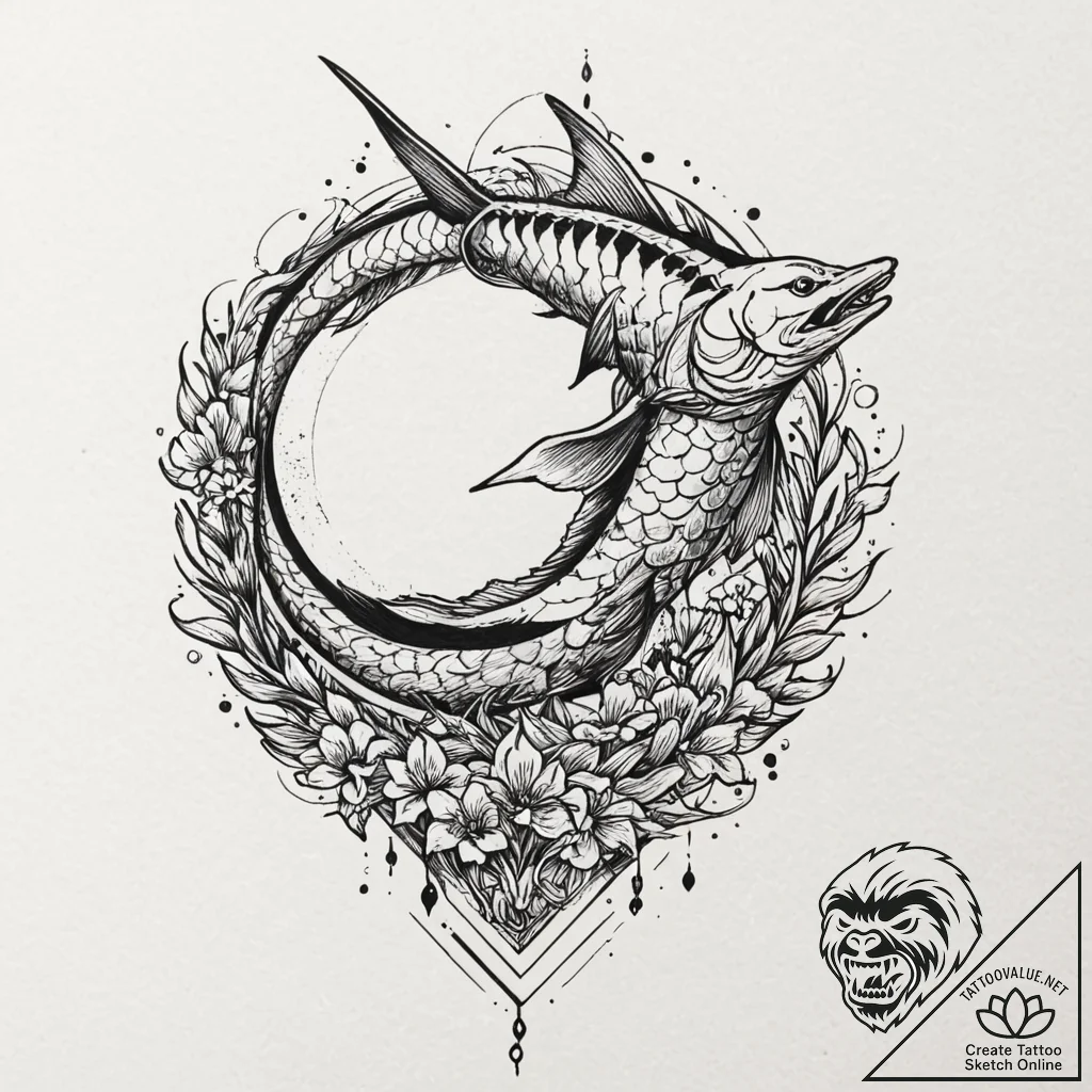 A trash polka composition of the swordfish ii... - tattoo sketch (№1753089309_0, 21.07.2025 09:15) — tattoovalue.net
