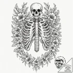 Tattoo sketch a ribcage adorned with delicate… – tattoo sketch (№1753089390_0, 21.07.2025 09:16) — tattoovalue.net