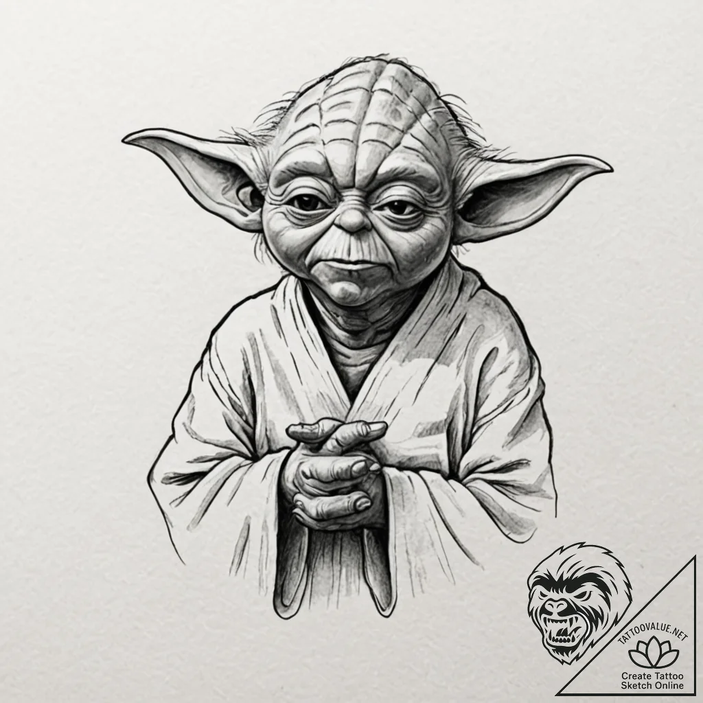 20. sketch of master yoda, deep in thought, h... - tattoo sketch (№1753089472_0, 21.07.2025 09:17) — tattoovalue.net